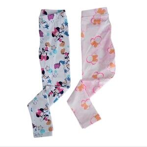 Disney Minnie Daisy Leggings Girls XS 2 Pack Cotton Pink Blue New Disney Parks